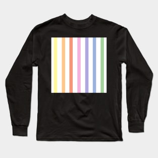 White and pastel rainbow stripes - vertical Long Sleeve T-Shirt